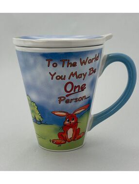 Ambiance Conversation Mug with Lid - To The World You May Be One Person Design